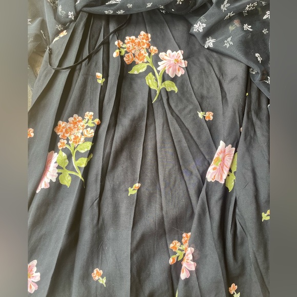 Free People With Love mesh Floral Mini Dress Black sheer Size S Boho Romantic - Picture 7 of 8